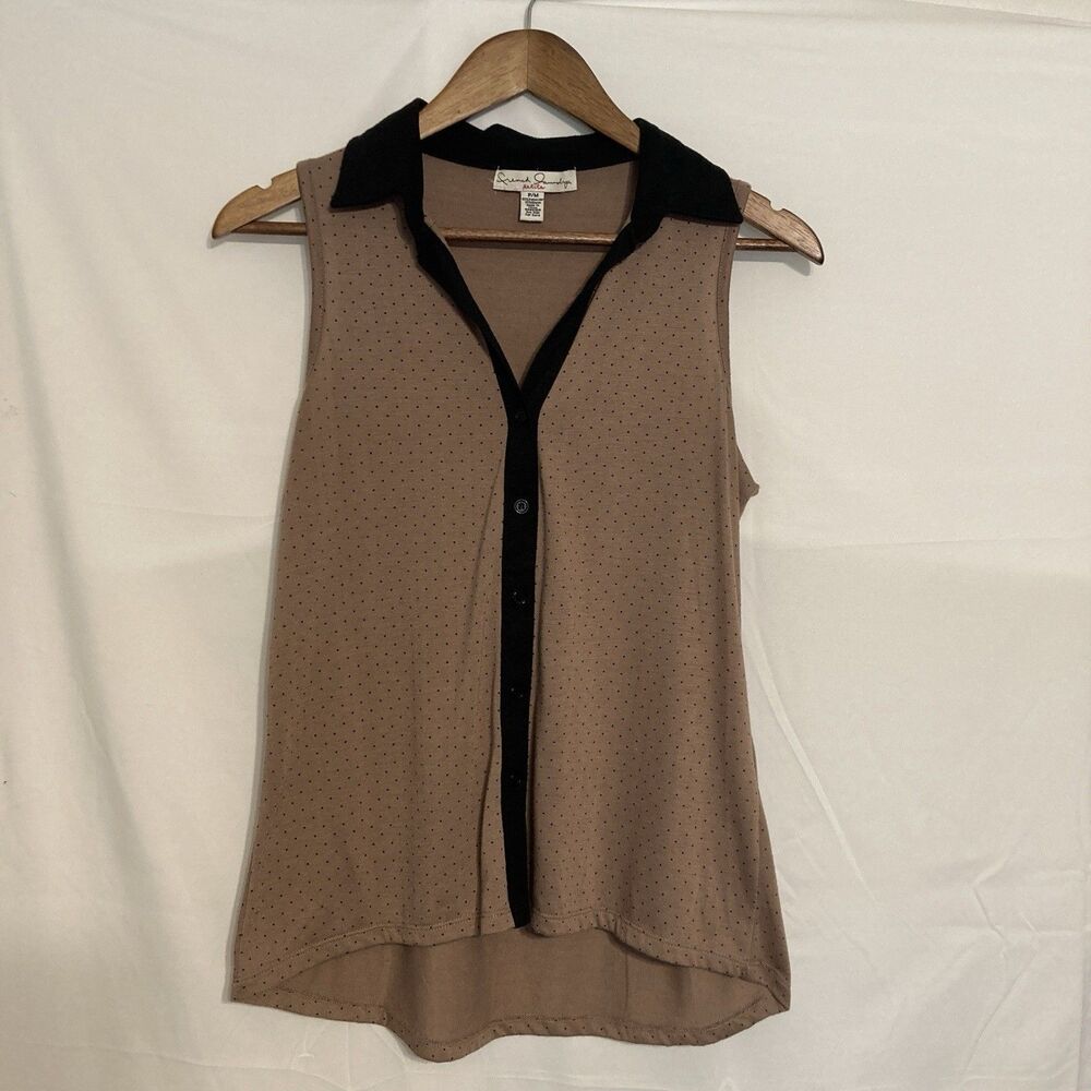 French Laundry Button Up Sleeveless Top Petite Medium w/Curved or Extended Hem